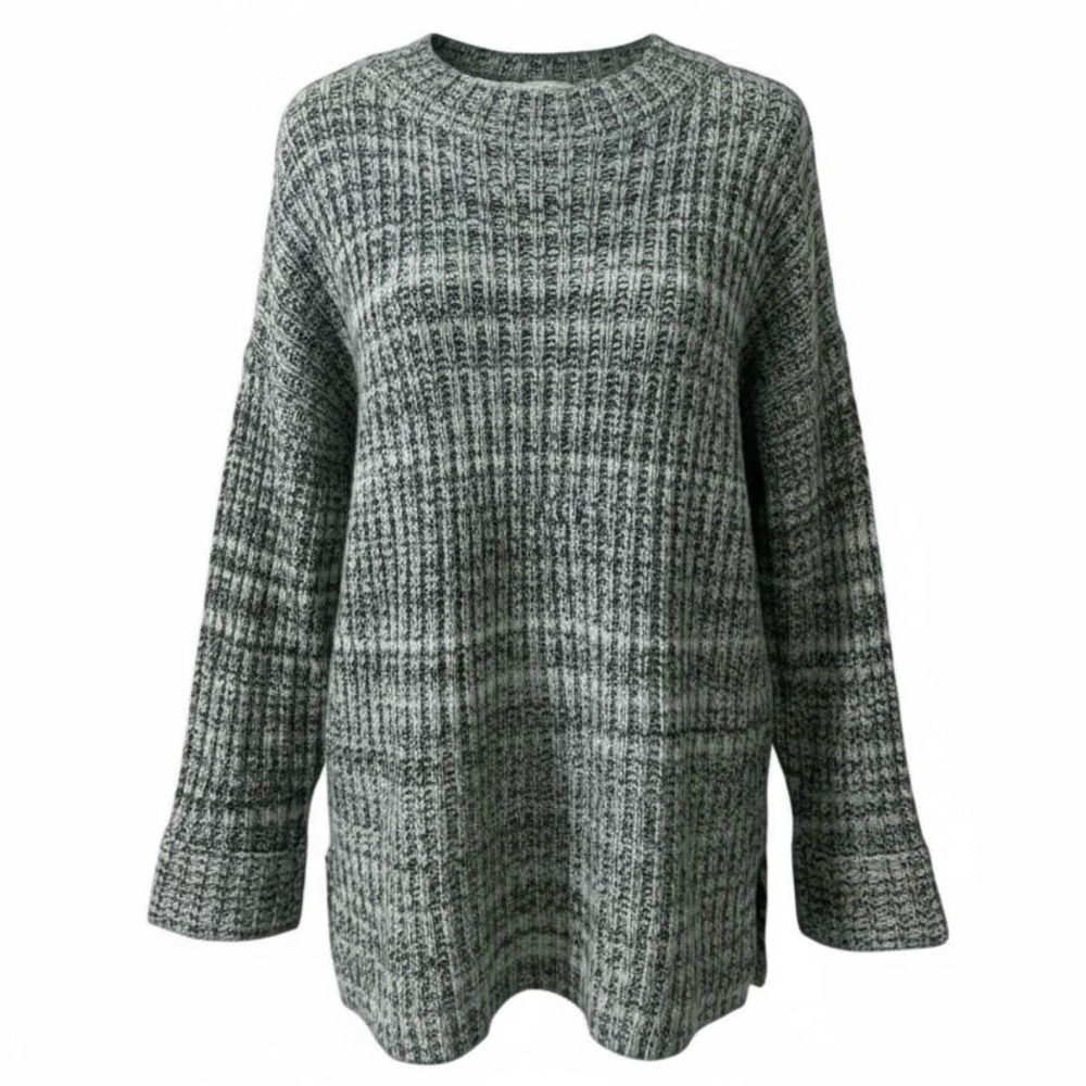 Old Navy Tunic Length Sweater Size Large Wool Heather Olive Green Knit 720563